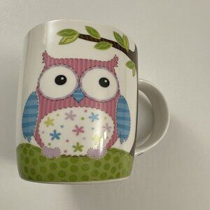 Calico Owl Coffee Mug Patchwork Burton & Burton 12oz C39